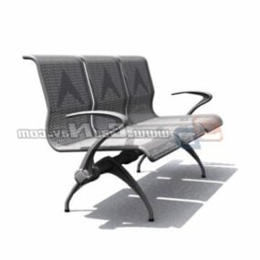 Chaise d'attente de meubles en acier inoxydable modèle 3D