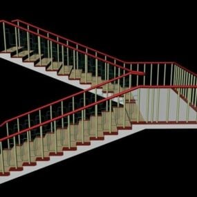 Stare schody z poręczami Model 3D