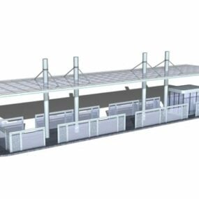 مدل سه بعدی ساختمان سرپناه اتوبوس ایستگاه