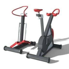 Fitness Stationär cykel och Stepper 3d-modell