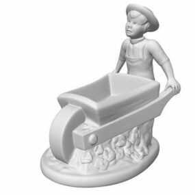 Modello 3d della statua di lavoro dell'agricoltore