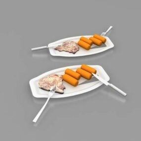 Food Steak With Sausage 3d model