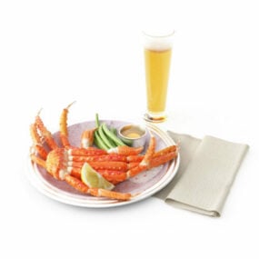 Steamed Crab Food With Beer 3d model