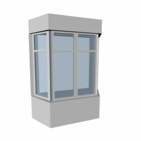 3д модель углового окна со стальной рамой