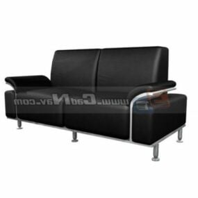 Modelo 3d de sofá de couro para móveis com estrutura de aço