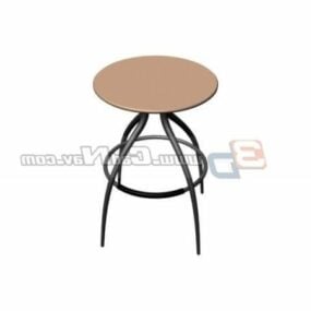 Steel Round Stool Furniture 3d model