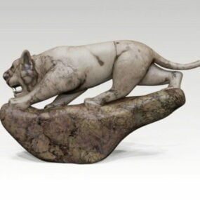 Modello 3d della statua della tigre di pietra