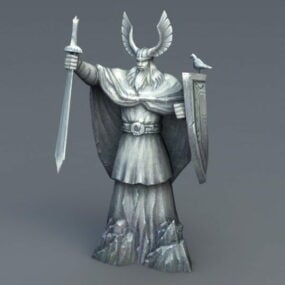 Estatua de guerrero de piedra para juegos modelo 3d