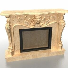 Stone Carved Antique Fireplace 3d model