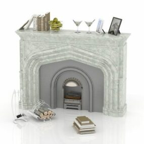 Stone Fireplace Antique Home Decorations 3d model