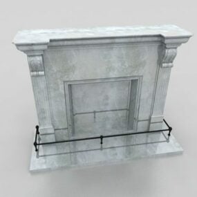 Blue Stone Fireplace Mantel Design 3d model