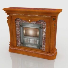 Red Stone Fireplace 3d model