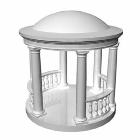 3D-Modell eines Outdoor-Steinpavillons