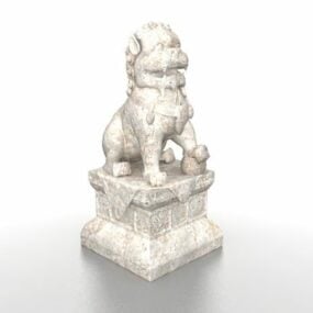Outdoor Stone Lion Statue 3d model