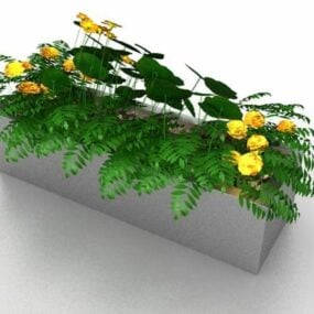 אדנית פרחים מוגבהת באבן דגם תלת מימד