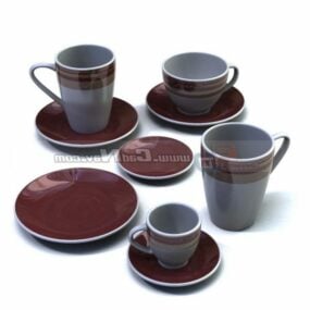 Stoneware Cups Plates 3d model