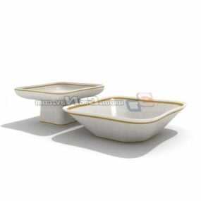 White Stoneware Salad Plate 3d model
