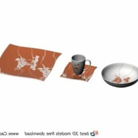 Ensembles de vaisselle en terre cuite modèle 3D