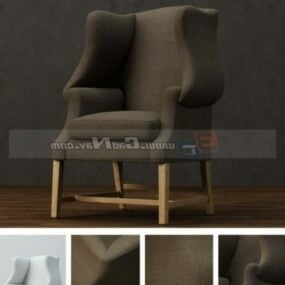 صندلی راحتی پارچه ای پشت راست مدل سه بعدی
