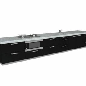 نموذج ثلاثي الأبعاد لخزانة المطبخ السفلية ذات الخط المستقيم
