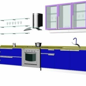 Thiết kế nhà bếp chung cư đường thẳng mô hình 3d