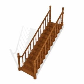 Wooden Straight Staircase 3d model