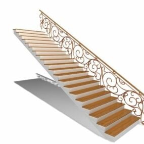 3д модель декоративного ограждения домашней прямой лестницы