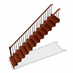 3д модель конструкции домашней прямой деревянной лестницы
