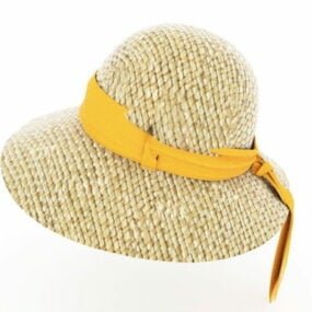 Sombrero de moda Cloche de paja modelo 3d
