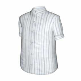 White Striped Dress Shirt Clothing 3d model