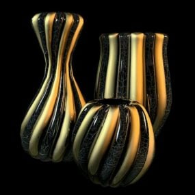 Striped Texture Vase Sets 3d model