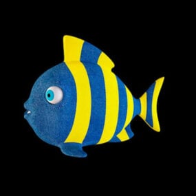 Yellow Blue Fish Pillow 3d model