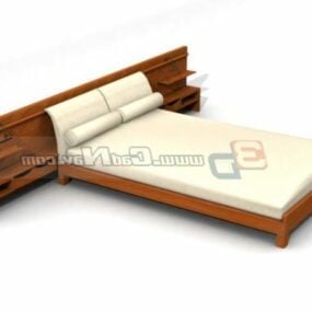 Stylish Furniture Oak Wood Bed 3d model