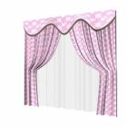 Pink Home Curtain With Sheer