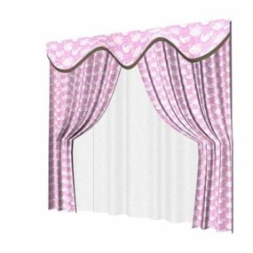 Pink Home Curtain With Sheer 3d model