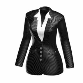 Traje negro chaqueta mujer negocios moda modelo 3d