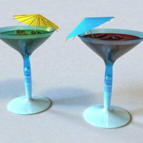 Modello 3d della tazza di vetro per cocktail estivi