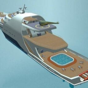 Yacht à moteur de luxe modèle 3D