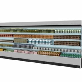 رک ویترینی یخچال نمایشگر سوپرمارکت مدل سه بعدی