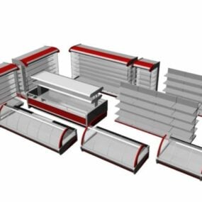 خزانة عرض مجموعة رفوف السوبر ماركت نموذج ثلاثي الأبعاد