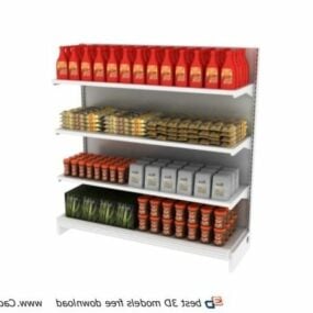 Modello 3d dello scaffale per la conservazione degli alimenti del supermercato
