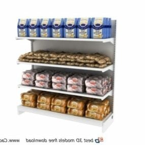 Supermarked Shelf And Breads 3d model