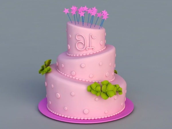 Růžový narozeninový dort