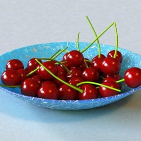 דגם 3D Sweet Cherry Fruit On Plate