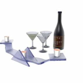 Drink Cocktail Glasses With Candle 3d model