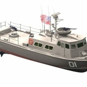 Model 3D szybkiej łodzi patrolowej jednostki pływającej