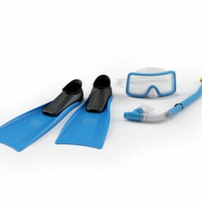 Barbatanas e óculos de natação Modelo 3D