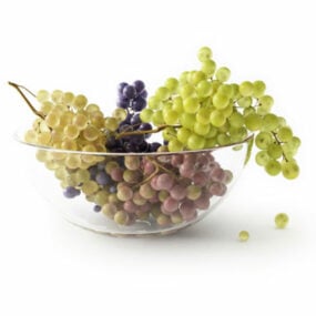 Food Grapes In Fruit Bowl 3d model