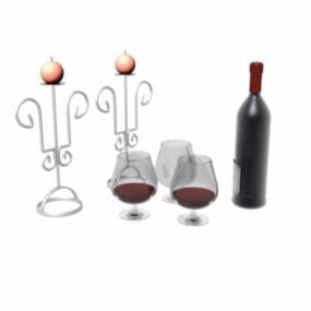 Tray With Wine Glass And Glass 3d model