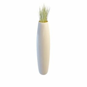 Tall Vase With Grass Home Decor 3d model